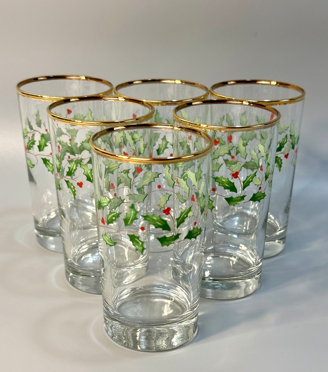 6 Lenox Holiday Juice Glasses Etsy