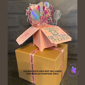 Carte d'anniversaire 13 ans, personnalisée, boîte pop-up, 13 ans, carte d'anniversaire, faite main, 13e anniversaire, carte d'anniversaire, personnalisée, adolescent, ados, rose, ruban