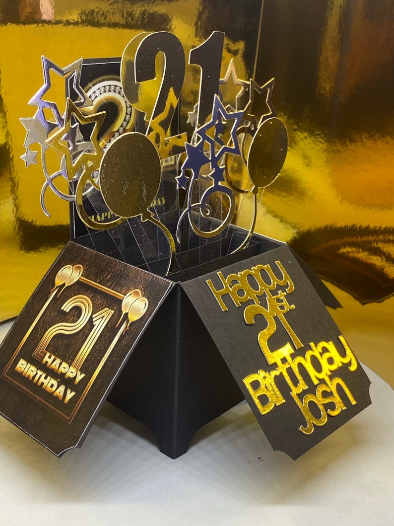 21st Birthday Card Pop up Box Card Birthday Card 21 Black - Etsy UK