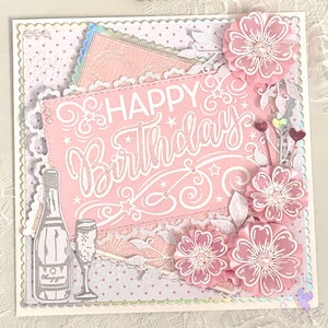 Luxury Handmade Birthday Card, Luxury Birthday Card, Luxury Card, Birthday Card, Handmade Birthday Card, Boxed Birthday Card, Flower Card