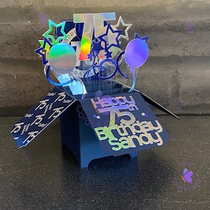 Birthday Card,  Personalised, Pop Up Box Card, Card in a box, Unique, Birthday, Handmade, Age, Handmade, Birthday, Greetings, Custom