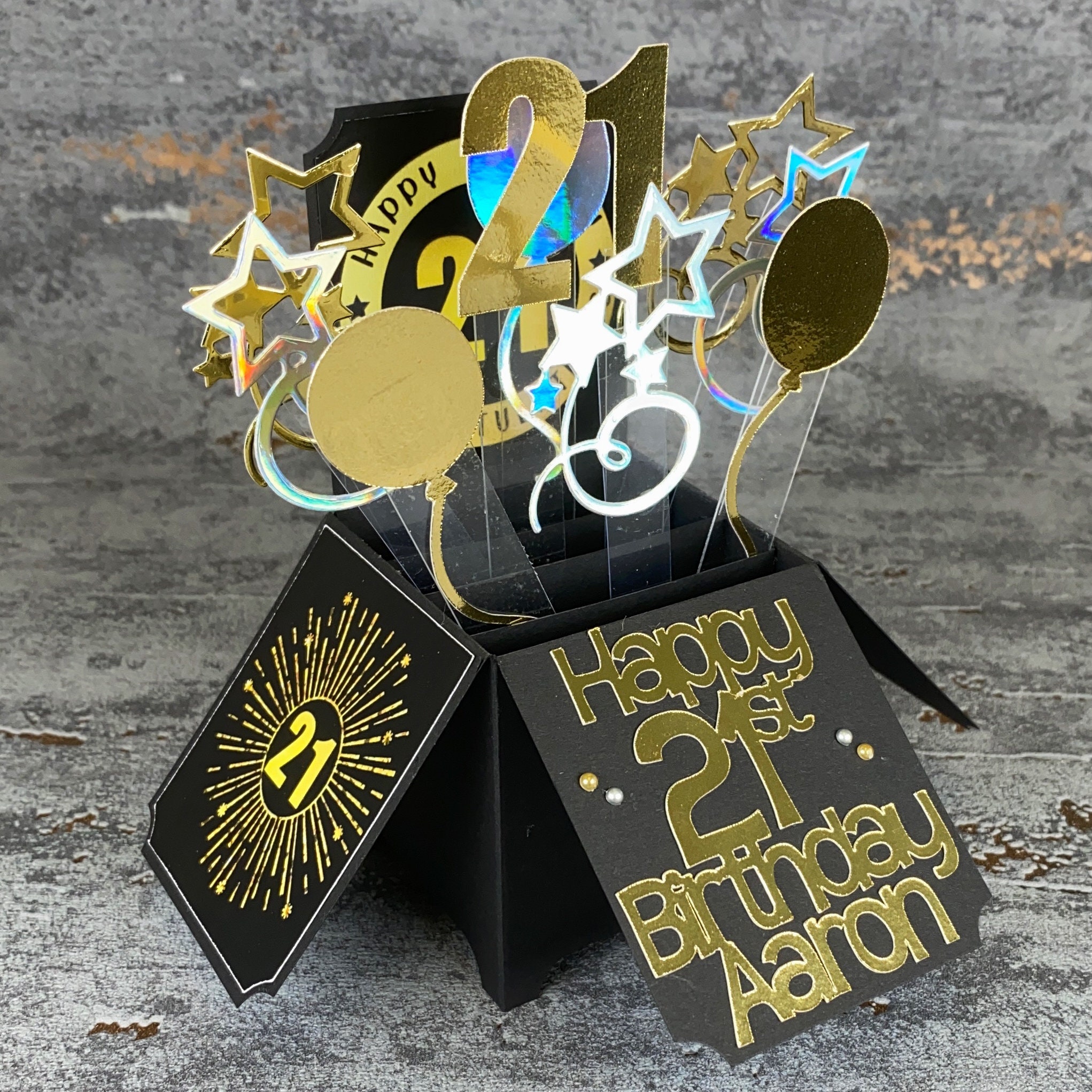21st Birthday Card Pop up Box Card Birthday Card 21 Black Etsy UK