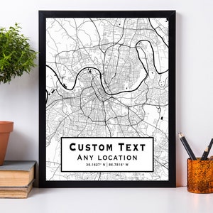 Custom City Map | PICK YOUR LOCATION | Custom Size | Map | Physical Print | Black and White | Coordinates | Add a Heart