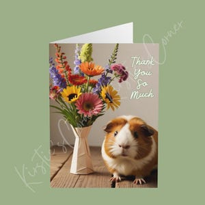 Cartes de remerciement cochon d'Inde, lot de 5, animal mignon, cartes de voeux, amoureux des animaux de compagnie, anniversaire, remerciement, célébration, amitié, cadeau pour elle