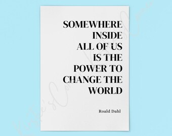 Roald Dahl Matilda Quote Print, Minimalist Black and White, Roald Dahl, Literary Classroom Decor Poster, Decor for Primary School, Unique