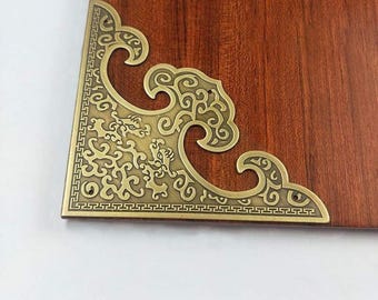 4Pcs Large/ Medium Size Antique Brass Hollow Pattern Corner Protectors