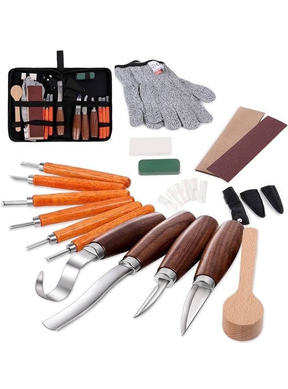 Wood Carving Knives Tools Set, 5 in 1 Wood Carving Knife Kit for Beginner Wood Carving Tools Set - Carving Hook Knife, Wood Whittling Knife, Chip