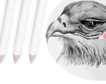 6pcs Eraser Pencils Set for Artists, Wooden Sketch Eraser Pen for Charcoal Drawings, Highlight Painting Eraser White Drawing Pencils