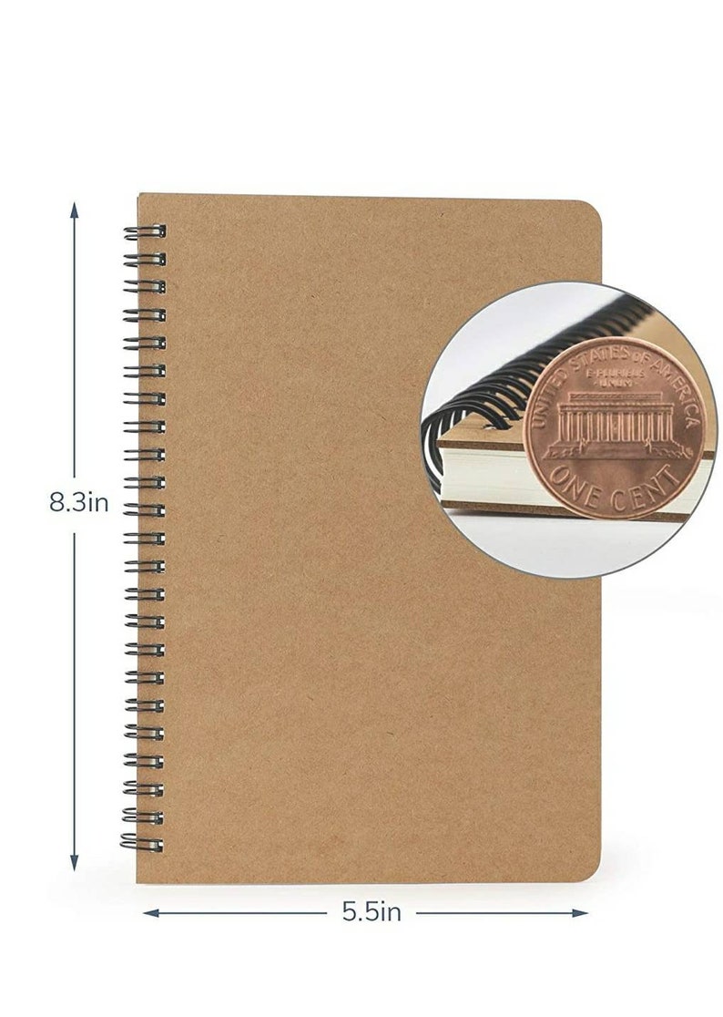 Kraft Cover Spiral Notebook Journal Travel Writing Lined Etsy