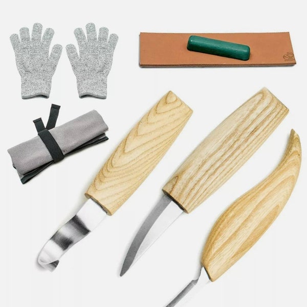 Wood Carving Knives Set Woodworking Tools Spoon Kit Whittling Carpenter