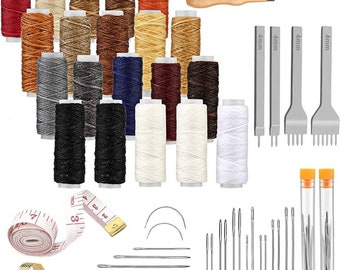 Leather Sewing Tools, Leather Craft Hand Stitching Tools Leather Hole Punches Lacing Stitching Punch Tool Leather Sewing Waxed Thread