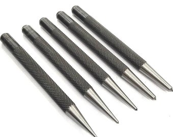 Set of 5 Pcs Round Head Centre Center Punches- Metal-Wood Working Hand Tools