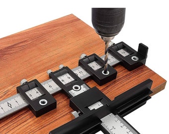 Cabinet Hardware Jig Tool - Adjustable Punch Locator Drill Template Guide, Wood Drilling Dowelling Guide for Installation of Handles Knobs