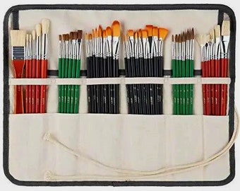 41 Pieces Paint Brush Set, Expert Series, Enhanced Synthetic Brush Set with Cloth Roll for Acrylic, Oil, Watercolor