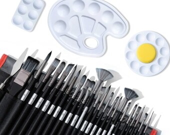 Paint Brush Set, Expert Series, Enhanced Synthetic Brush Set with Cloth Roll and Palette Knife for Acrylic, Oil, Watercolor