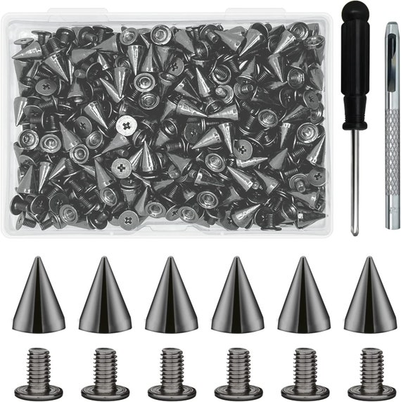 200 Sets 9.5mm Cone Spikes Metal Tree Spikes Screwback Studs for