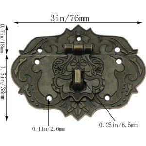 Decorative Wood Case Box Antique Embossing Hasp Latch Lock With Mini Hinge And Screws
