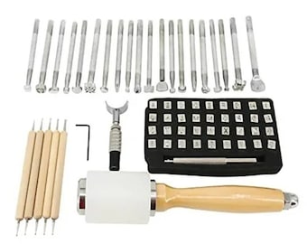 65pcs DIY Leather Stamping Tools Letter/Number Stamp Punch Set, Carving Knife