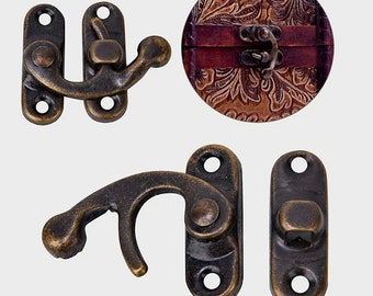 30Pcs Small Box Latch Hasps, Antique Right Latch Hook Hasp Retro Style Iron Latch Hook Hasp for Jewelry Gift Boxes
