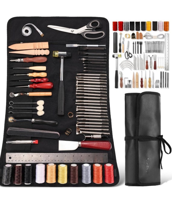 Leather Craft Tools Leather Working Tools Kit With Custom Storage Bag  Leather Carving Tools Leather Craft Making for Cutting Punching Sewing 