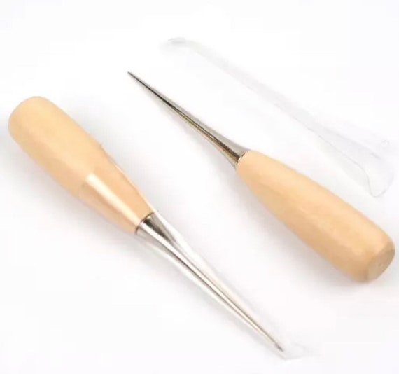 Stitching Awl Sewing Leather Wood Handle and Four Needles Set 