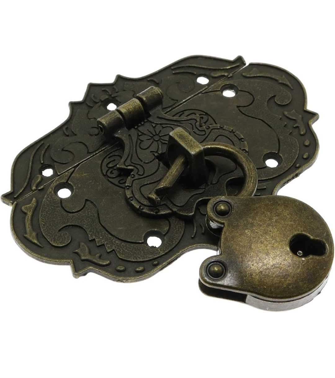 thumbnail interactive-video image 1 of 12-Pack Antique Brass Jewelry Box Latches – Tiny Hasp Locks With Screws Included 1 of 6