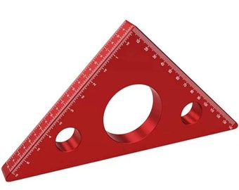 Regla triangular de aleación de aluminio para carpintería, herramientas de medición métricas en pulgadas, escuadras de carpintería de 45 grados, herramientas de precisión para carpintería.