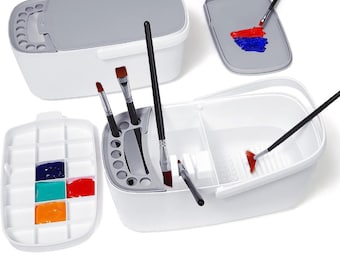 Paint container , brush cleaner, brush holder