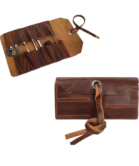 Leather Tool Roll up Pouch 10 Slot