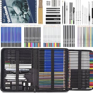 Lartique Art Supplies, 33 Piece Drawing Kit with Drawing Pencils, Drawing Supplies and Sketchbook