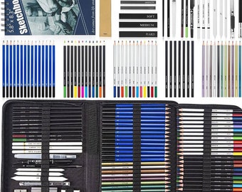 84 Pack Drawing Pencils Set with Sketchbook & Charcoal, Graphite, Watercolor, Metallic, Sketch Pencils for Drawing, Sketching, and Coloring