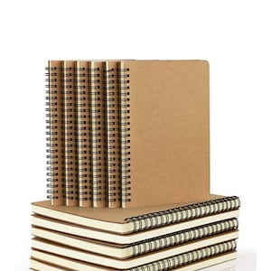 2 pcs Kraft Cover Spiral Notebook Journal Travel Writing   Lined/Unlined