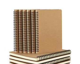 2 pcs Kraft Cover Spiral Notebook Journal Travel Writing   Lined/Unlined