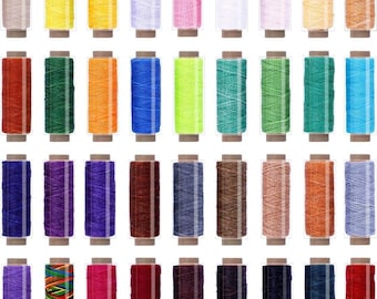 36/48 Colors Waxed Thread,1188Yards Colorful Leather Thread,33Yards Per Color, Leather Sewing Thread,Hand Stitching Thread