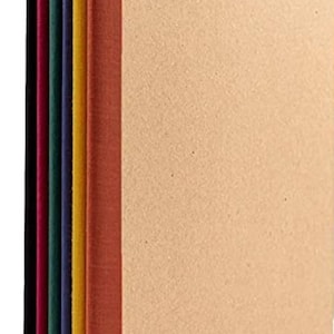 May include: Set of six notebooks with different colored covers. The covers are a dark red, dark green, dark blue, yellow, orange, and brown. The notebooks have a textured paper cover and are bound with a spine.