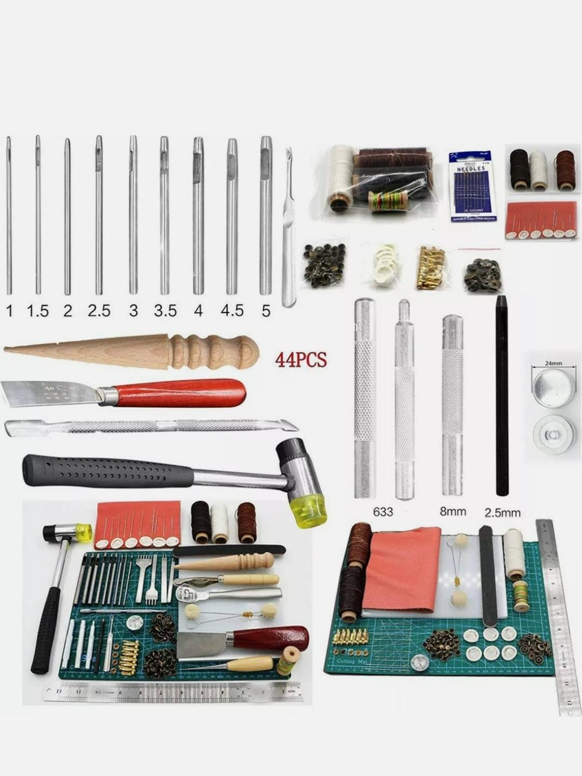 13/18/24/44/61Pcs Leather Craft Tools Kit Set For Hand Etsy