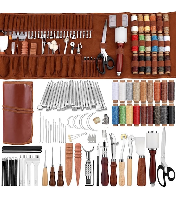 Herramientas para manualidades de cuero Kit de herramientas para trabajar  cuero con bolsa de almacenamiento personalizada Herramientas para tallar  cuero Fabricación artesanal de cuero para cortar, perforar y coser -   México