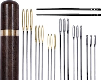 15/21Pcs Leather Needles, Leather Triangular Needles Leather Hand Sewing Needles Large Eye Stitching Needle Leather