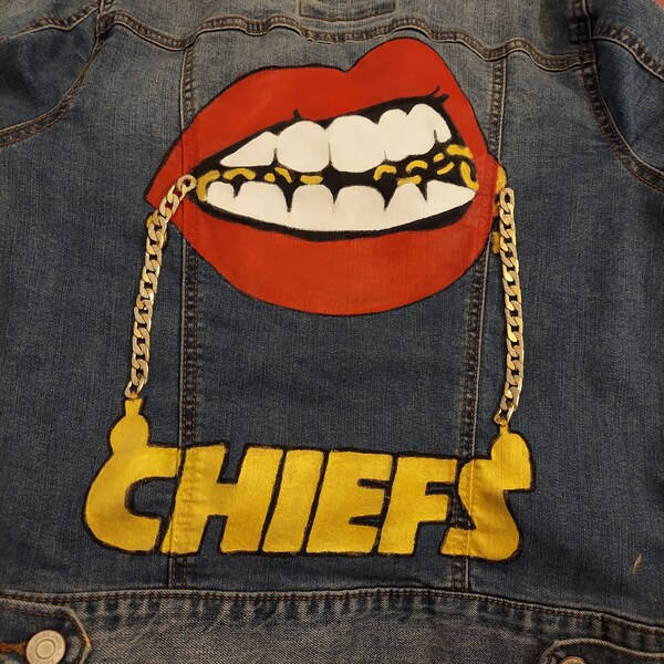 Painted Kc Chiefs Jean Jacket Etsy