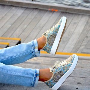 Boho Women's Sneakers ,Low-top Sneakers ,Vegan leather shoes, Sleek style shoes, Modern Casual Fashion Sneakers ,Street shoes , image 1