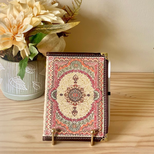 Tapestry Journal in Turkish carpets ,Small Notebook with Pen included ,Fabric Notebook,Lightly Lined pages ,Unique Gift, Handmade Journal