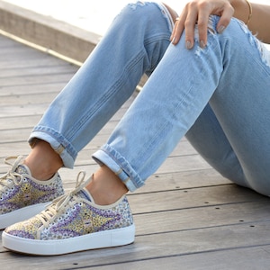 Women&#39;s Sneakers ,Low-top Sneakers ,Lace up Shoes,Purple Color shoes ,Bridal Flats Shoes ,Boho Shoes,Hippie chic shoes ,Handmade shoes women