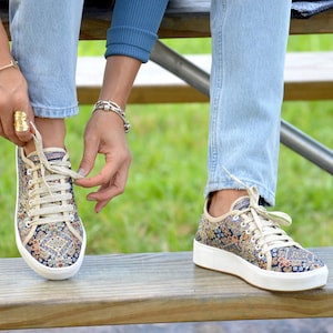 Women&#39;s Sneakers, Boho style shoes,Low Top Sneakers ,Handcrafted shoes,Comfortable, Casual walking shoes ,Vleyn Fashion Sleek Vegan shoes