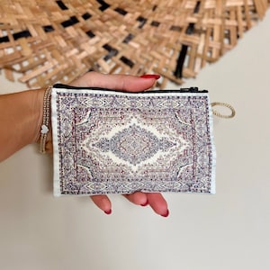 Monedero pequeño beige, monedero turco delgado con cremallera, organizador de bolsos pequeños, tela tejida turca, monedero pequeño, bolso bohemio, bolso divertido