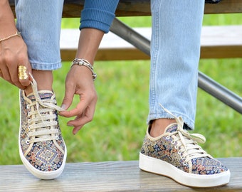 Women's Sneakers, Boho style shoes,Low Top Sneakers ,Handcrafted shoes,Comfortable, Casual walking shoes ,Vleyn Fashion Sleek Vegan shoes