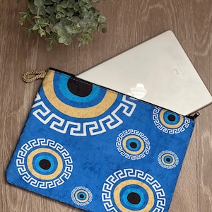 Étui de protection pour tablette, sac design mauvais œil, organiseur de sac, sac à main mauvais œil avec fermeture éclair, cadeau pour des amis, étui de protection pour appareils électroniques