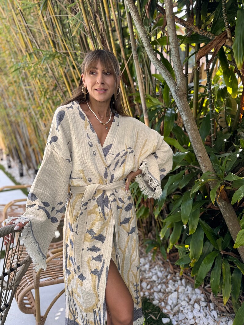 Lay Red Robe Summer Breeze Turkish Cotton Gauze Robe, Double Layered Muslin Bathrobe ...