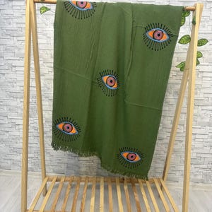 Boho Morning robe, Organic Cotton Spa Robe, Bridal Robe, Evil eye Bathrobe, Bohemian KImono, Music Festival Kimono, Bridesmaid Robe, Gift image 16