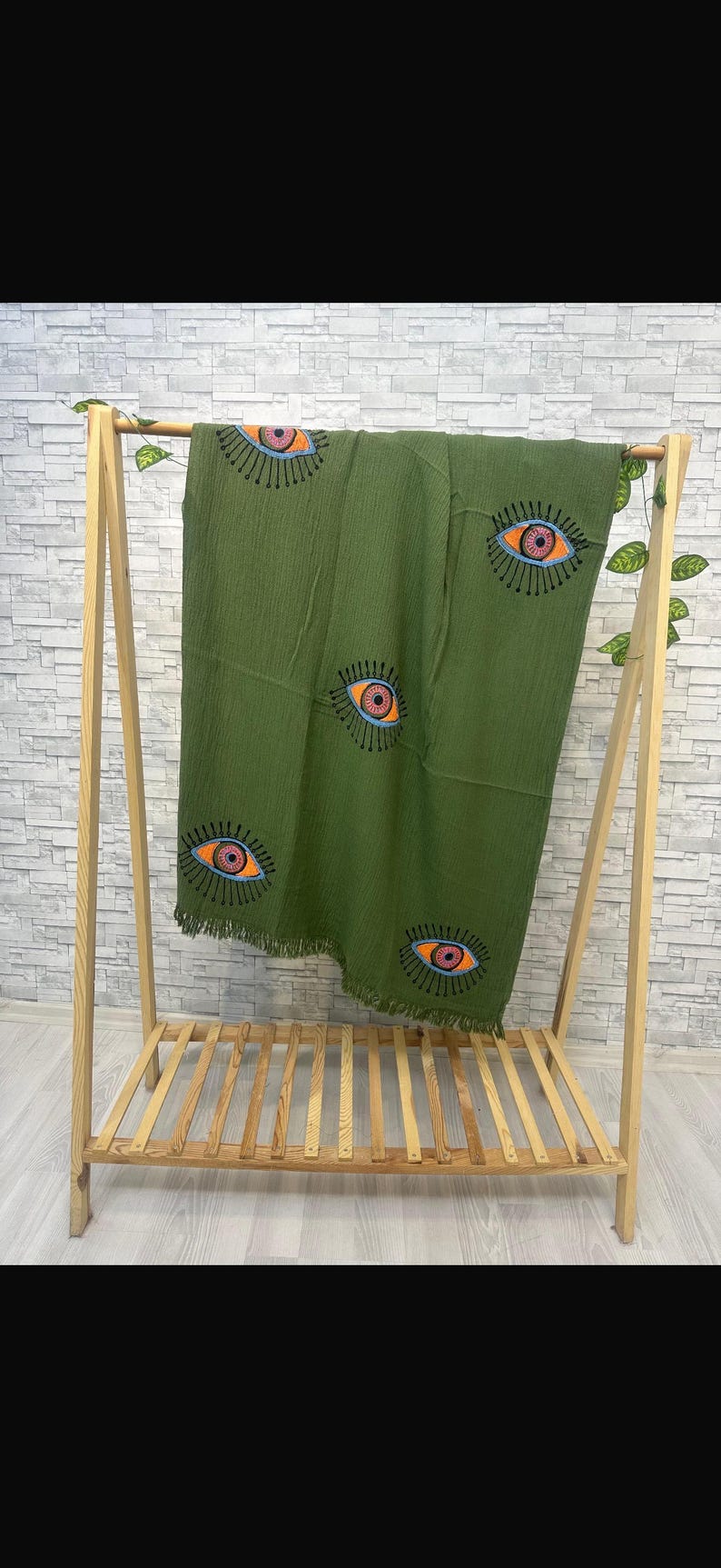Boho Morning robe, Organic Cotton Spa Robe, Bridal Robe, Evil eye Bathrobe, Bohemian KImono, Music Festival Kimono, Bridesmaid Robe, Gift image 16