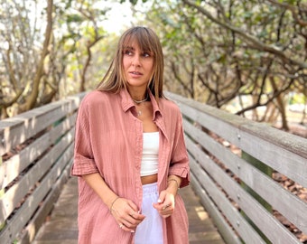 Gauze Fabric Shirt for Women,tie Front Organic Cotton Top